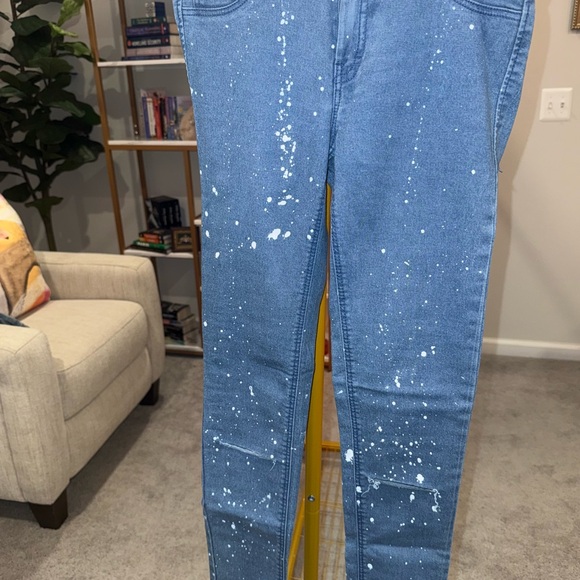 Blue Splatter Women's Jeans - Picture 1 of 2